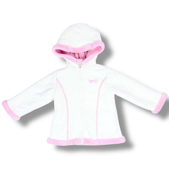 Vintage Oshkosh Y2K Faux Suede Leather + Faux Pink Fur Sherpa Coat Jacket 4T / 4